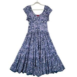 Nila Rubia Floral Maxi Dress Womens Size Large Bohemian 100% Cotton Summer Fairy